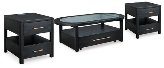 Winbardi Black Coffee Table and 2 End Tables