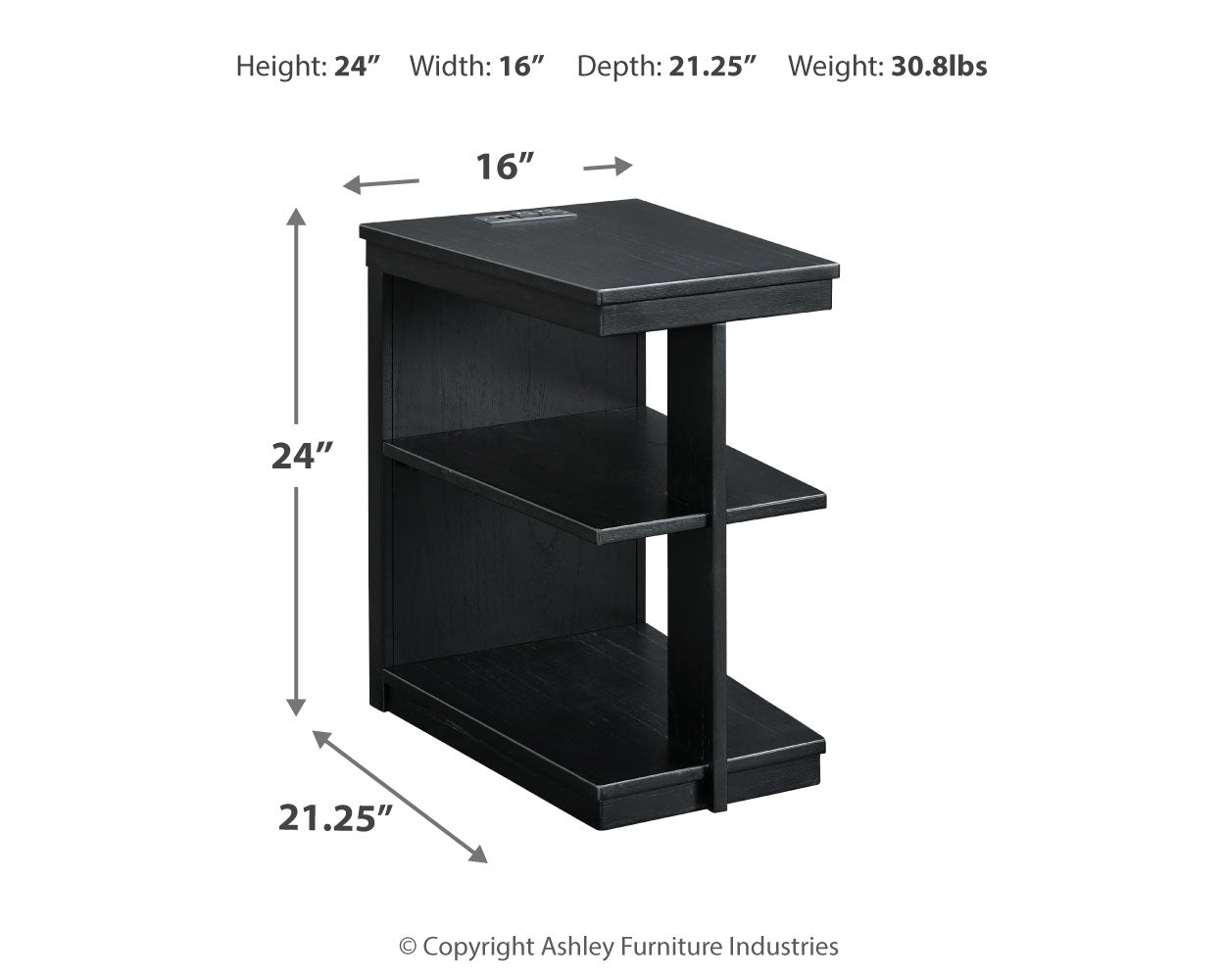 Winbardi Black Coffee Table and 2 Chairside End Tables