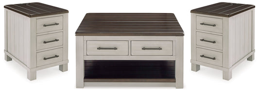 Darborn Gray/Brown Lift-top Coffee Table and 2 Chairside End Tables