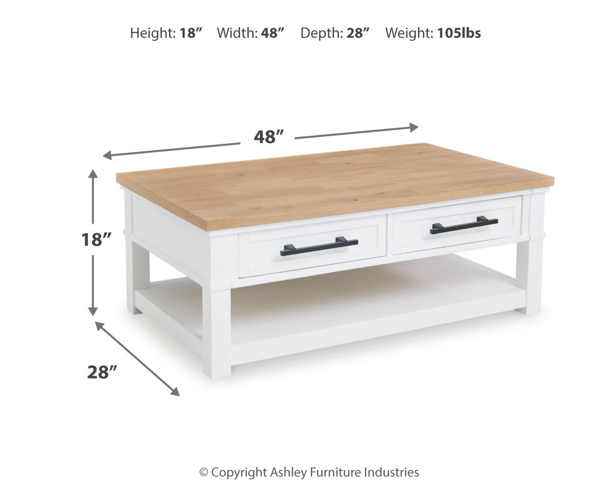 Ashbryn White/Natural Coffee Table and 2 End Tables