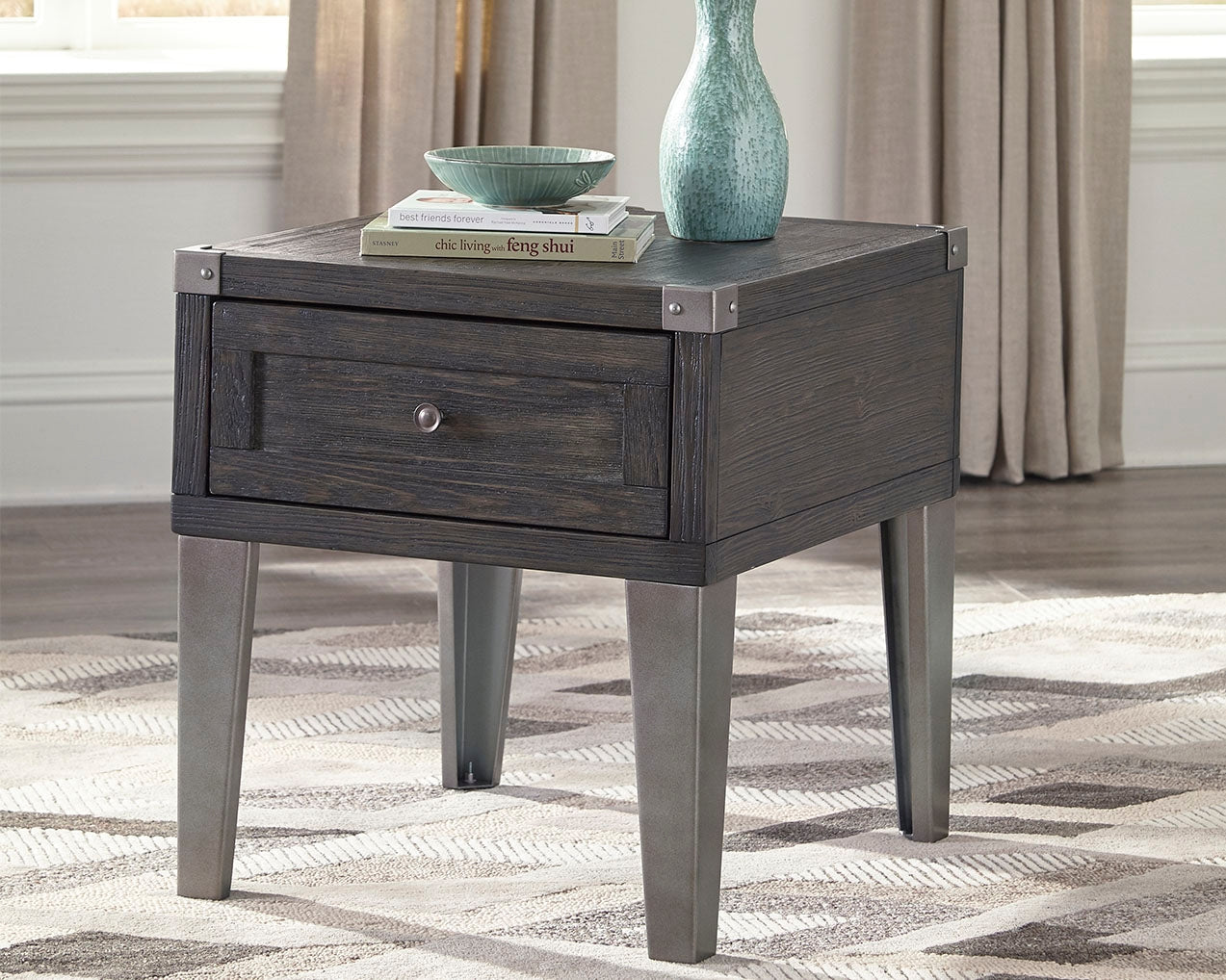 Todoe Dark Gray Coffee Table and 2 End Tables