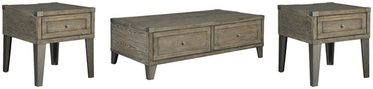 Chazney Rustic Brown Lift-top Coffee Table and 2 End Tables