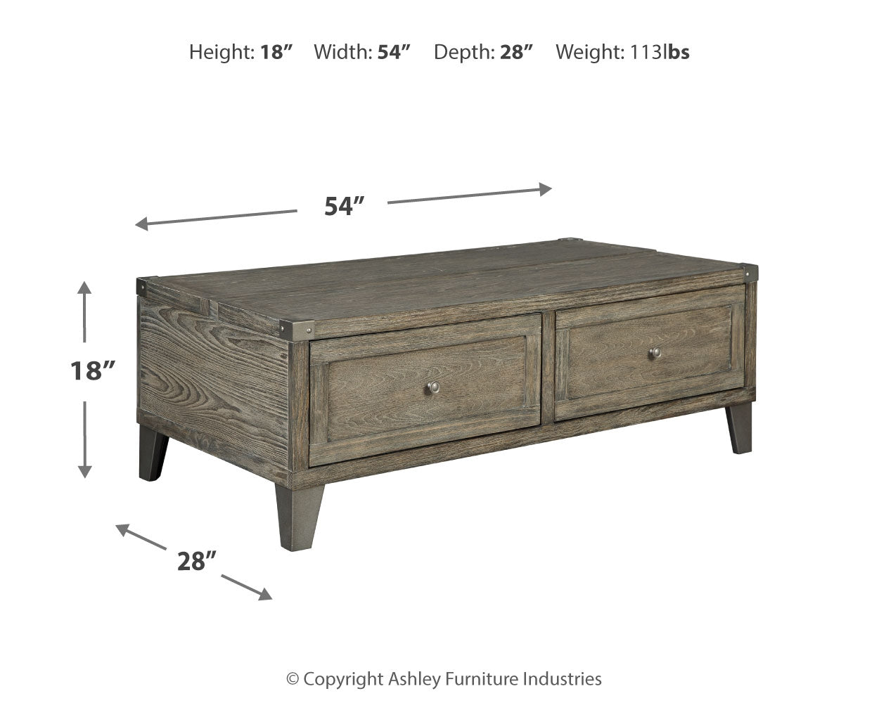 Chazney Rustic Brown Lift-top Coffee Table and 2 End Tables