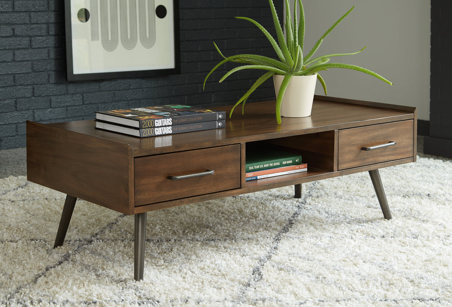 Calmoni Brown Coffee Table and 2 End Tables