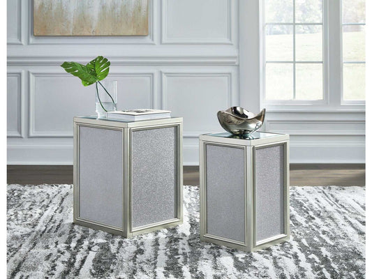 Traleena Silver Finish Nesting End Table (Set of 2)