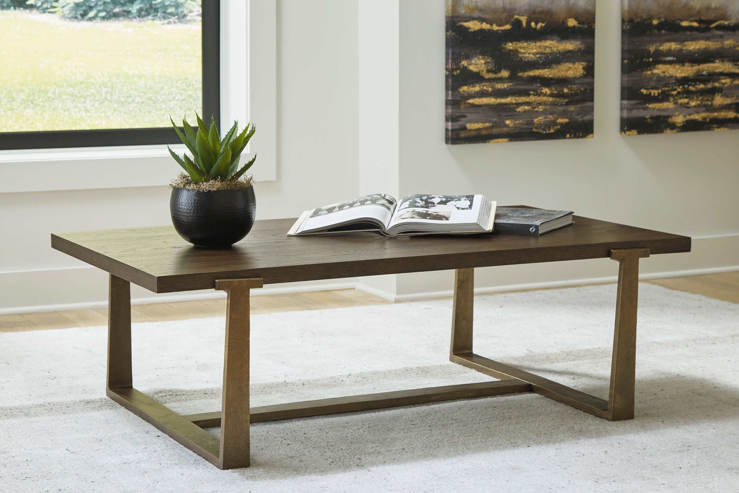 Balintmore Brown & Gold Finish Coffee Table