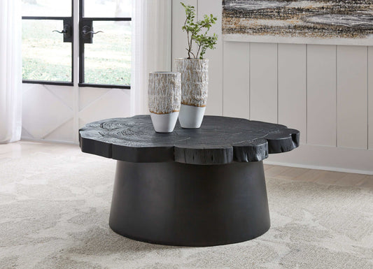 Wimbell Black Solid Wood Live Edge Coffee Table