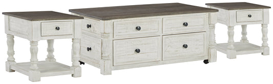 Havalance White/Gray Lift Top Coffee Table and 2 End Tables