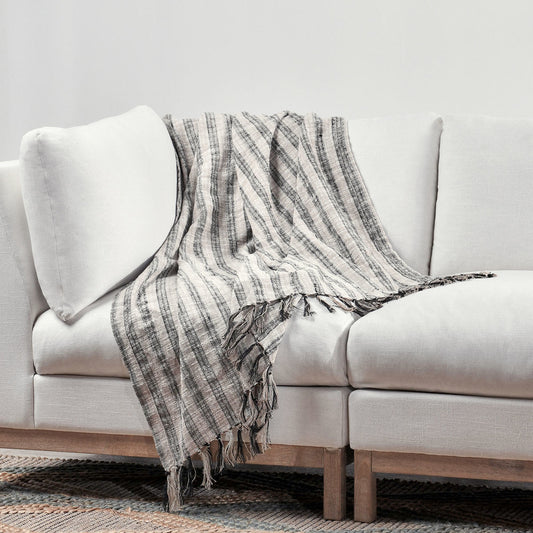 TC Linna Natural/Black Throw 50x70 Throw - Ornate Home