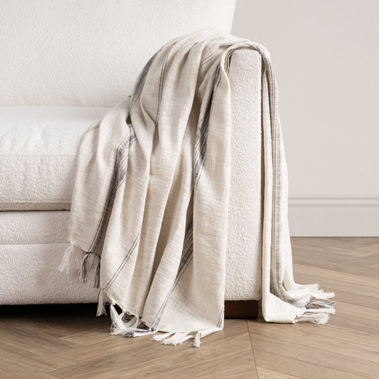 TC Ria Ivory/Gray Throw 50X70 - Ornate Home