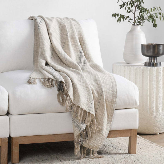 TC Ria Natural/Black Throw 50x70 - Ornate Home