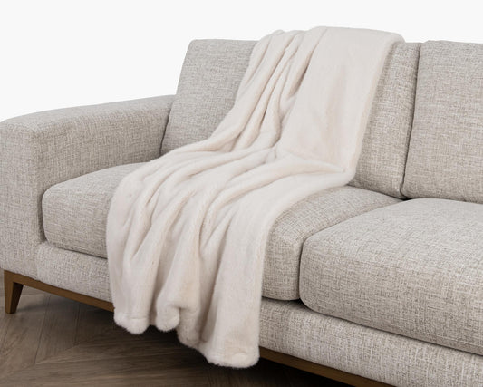 TC Taiga Ivory Faux Fur Throw 50x70 - Ornate Home