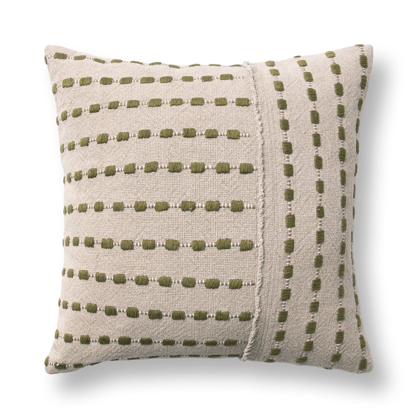 TD Katia Natural/Olive Green 20x20 Throw Pillow (Set of 2) - Ornate Home