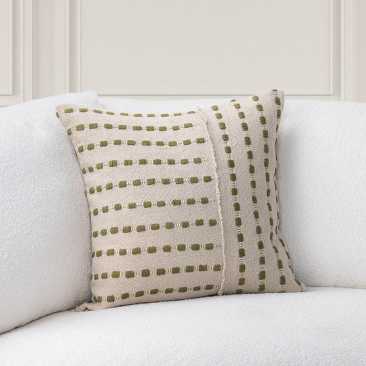 TD Katia Natural/Olive Green 20x20 Throw Pillow (Set of 2) - Ornate Home