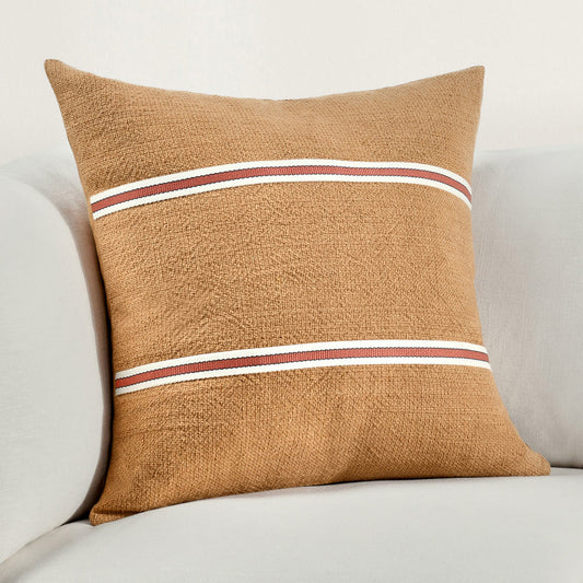 TL Pryce Chestnut Brown/ Terracotta 22x22 Throw Pillow (Set of 2) - Ornate Home