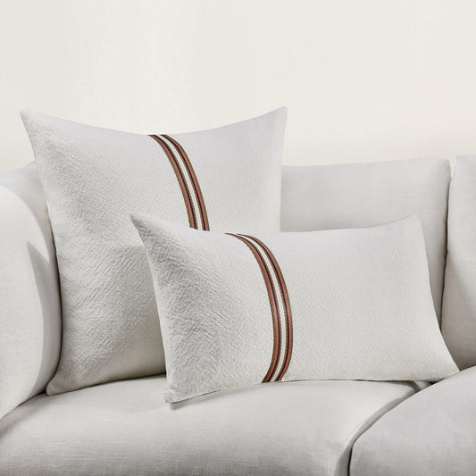 TL Ralph Ivory/Sangria Red Multiple Sizes Throw Pillow (Set of 2) - Ornate Home