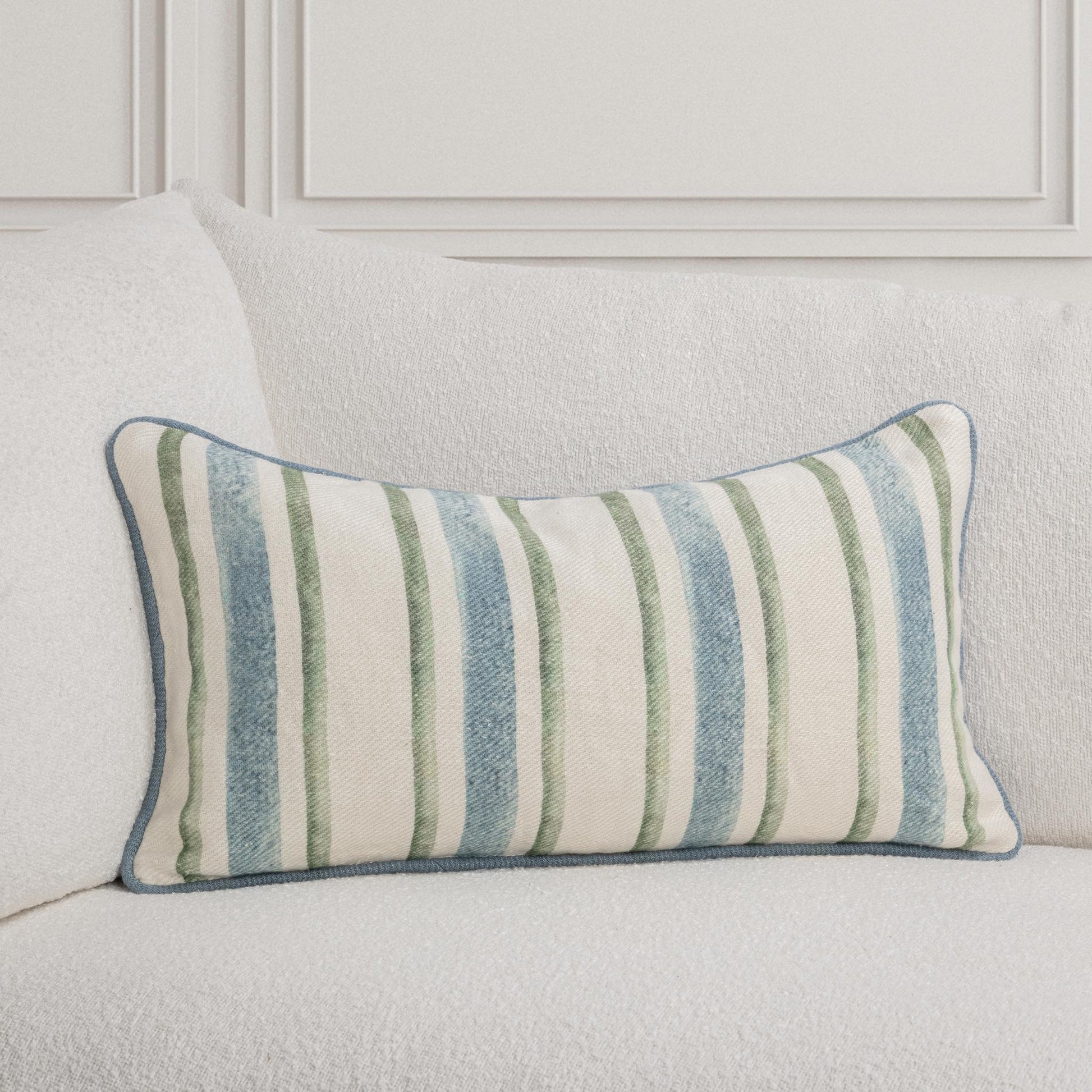 TQ Harbor Blue/Green Stripe Multiple Sizes Throw Pillow (Set of 2) - Ornate Home