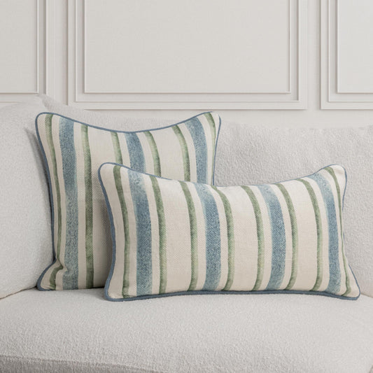 TQ Harbor Blue/Green Stripe Multiple Sizes Throw Pillow (Set of 2) - Ornate Home