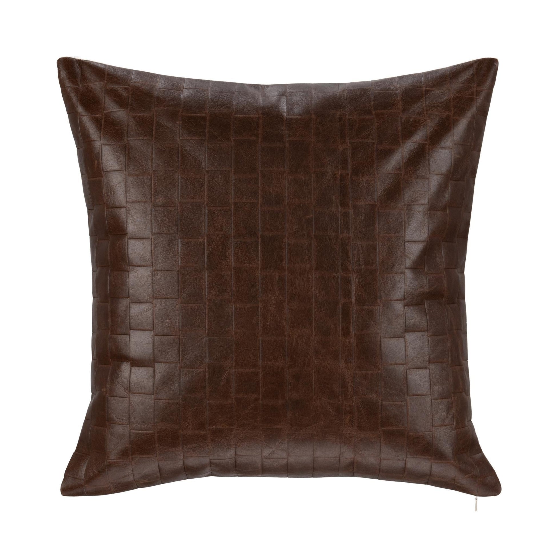 TQ Leather Seston Brown 20x20 Throw Pillow (Set of 2) - Ornate Home