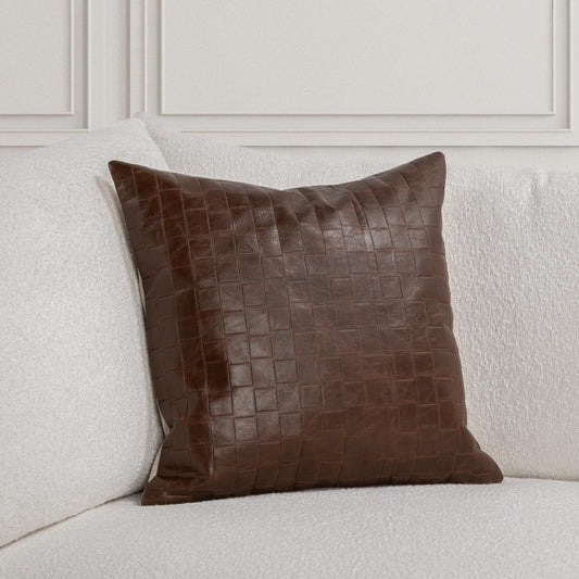 TQ Leather Seston Brown 20x20 Throw Pillow (Set of 2) - Ornate Home
