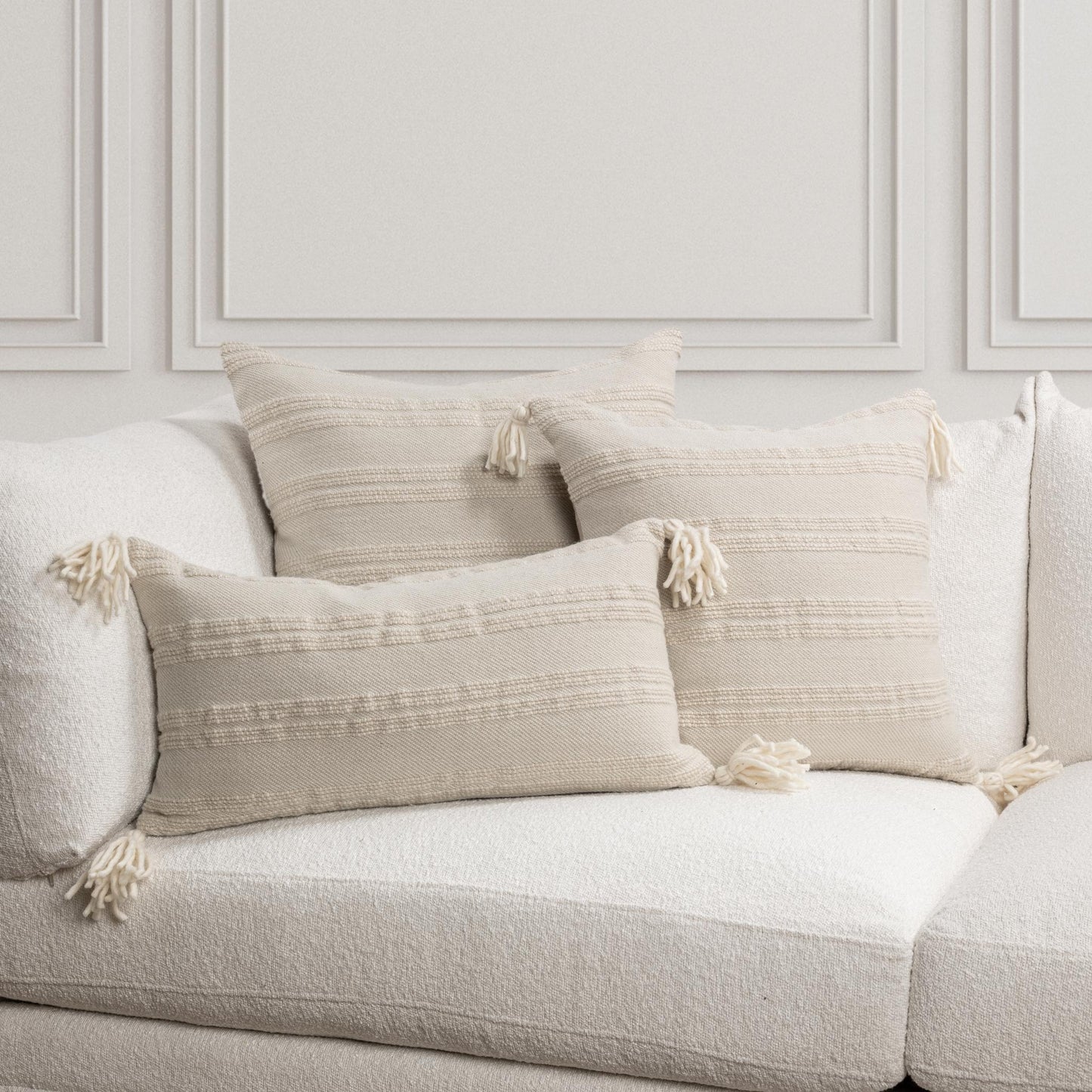 TQ York Natural/Ivory Multiple Sizes Throw Pillow (Set of 2) - Ornate Home