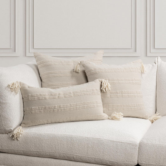 TQ York Natural/Ivory Multiple Sizes Throw Pillow (Set of 2) - Ornate Home