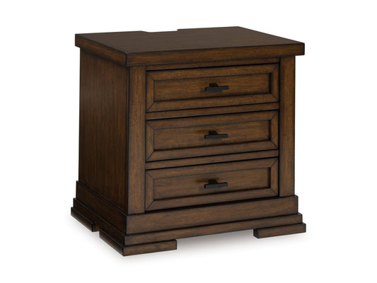 Taffenbrook Brown Three Drawer Nightstand- Viva Furn