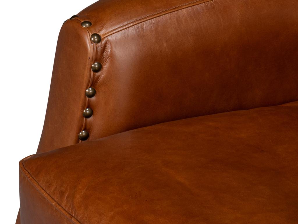 Taft Brown Leather Swivel Chair - Ornate Home