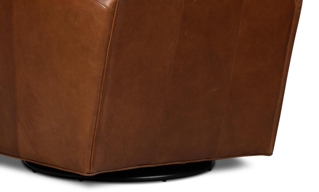 Taft Brown Leather Swivel Chair - Ornate Home