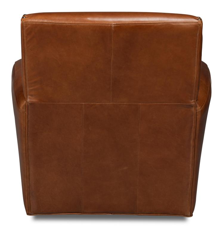 Taft Brown Leather Swivel Chair - Ornate Home