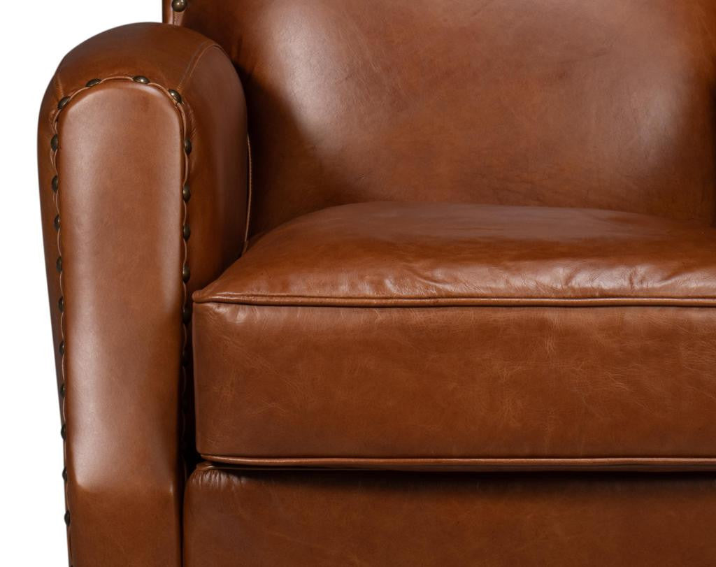 Taft Brown Leather Swivel Chair - Ornate Home