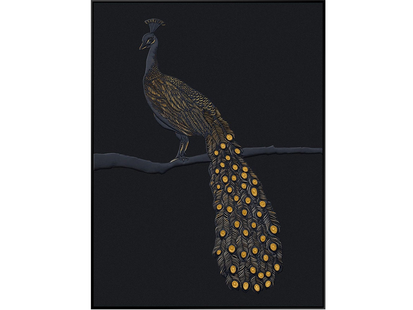 Tail Feathers Black/Yellow Canvas - Ornate Home