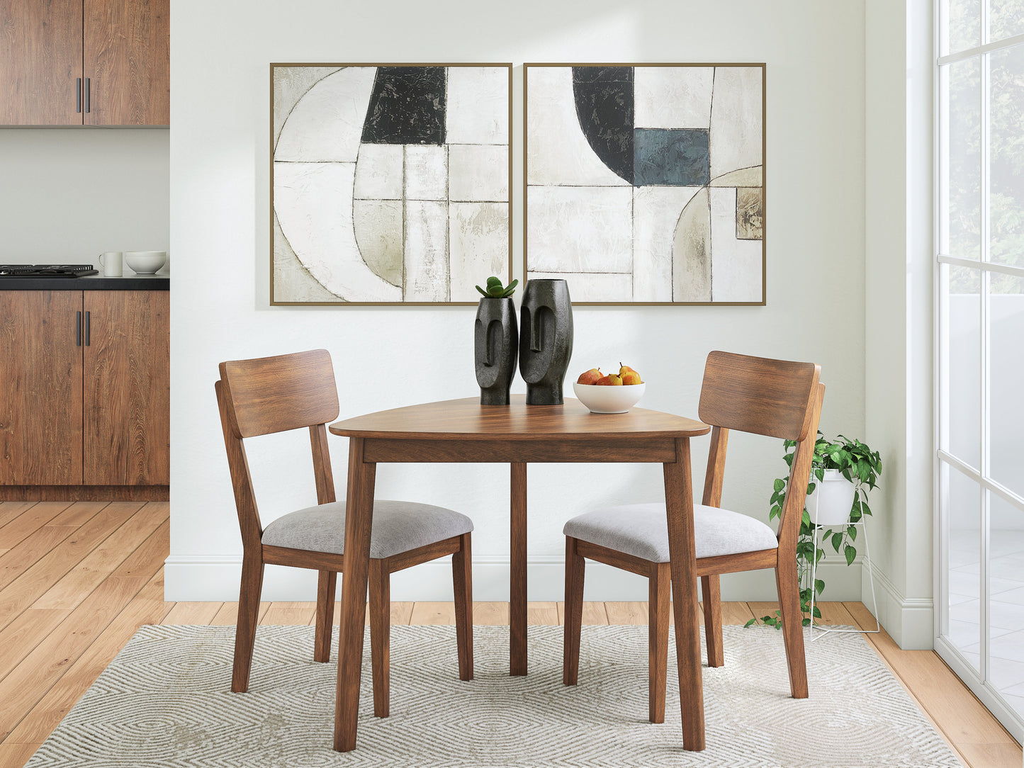 Tameride Brown Dining Table and 2 Chairs- Viva Furn