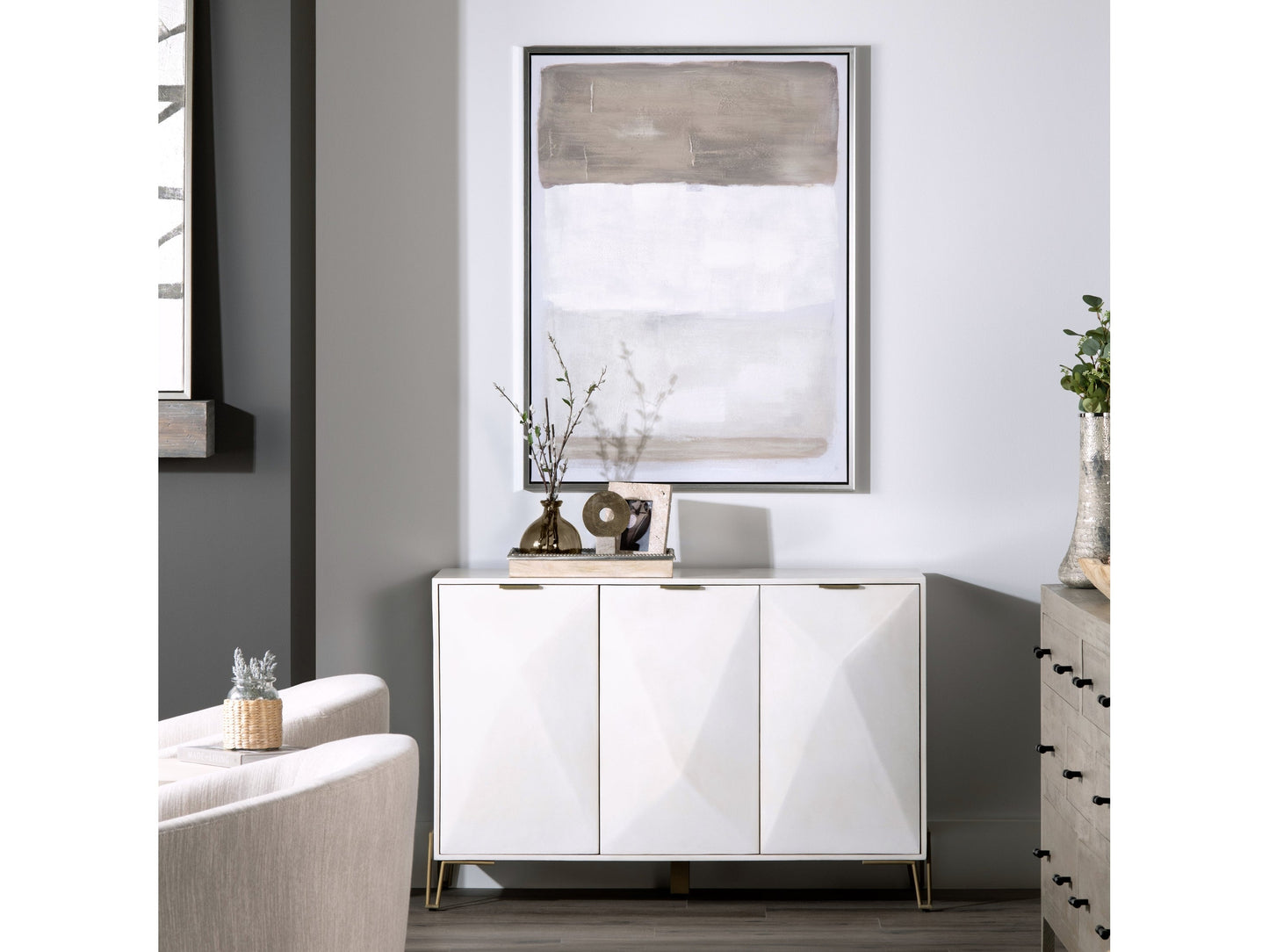 Tan Lines 1 Brown/White Canvas - Ornate Home