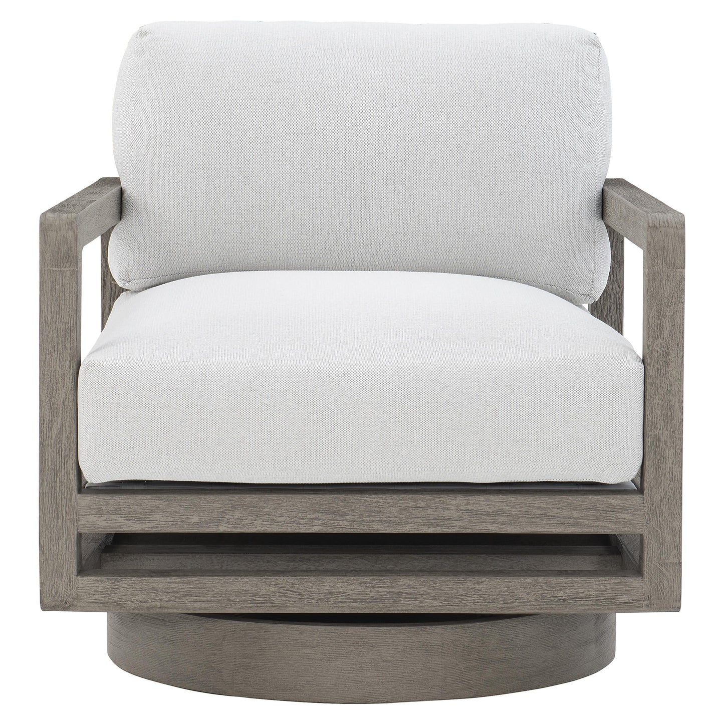 Tanah Weathered Teak/White/Cream Outdoor Swivel Chair - Ornate Home