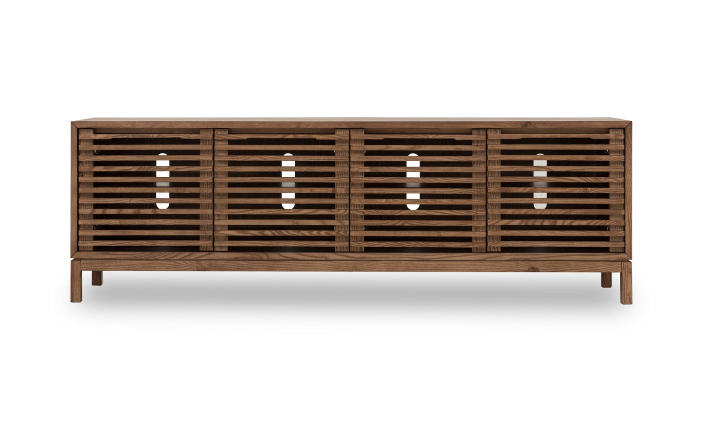 Tanner Four Door Solid Ash Media Console in Roux - Ornate Home