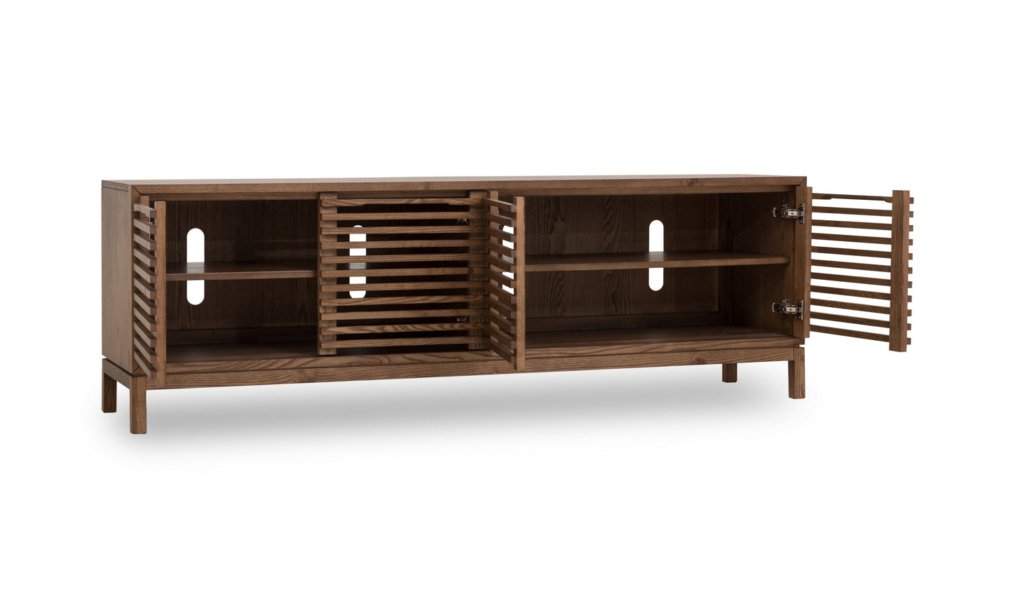 Tanner Four Door Solid Ash Media Console in Roux - Ornate Home