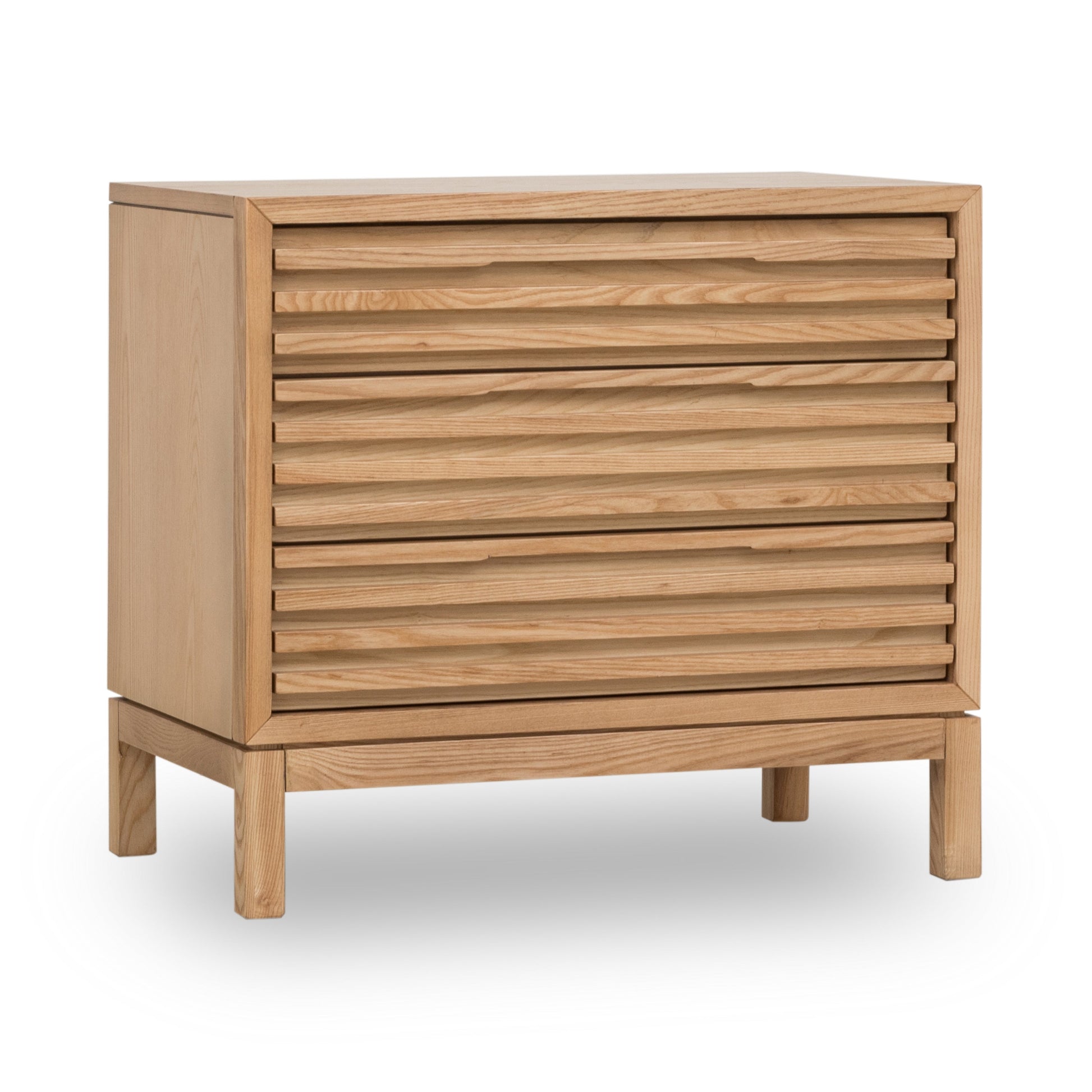 Tanner Three Drawer Ash Wood Nightstand in Flaxen - Ornate Home