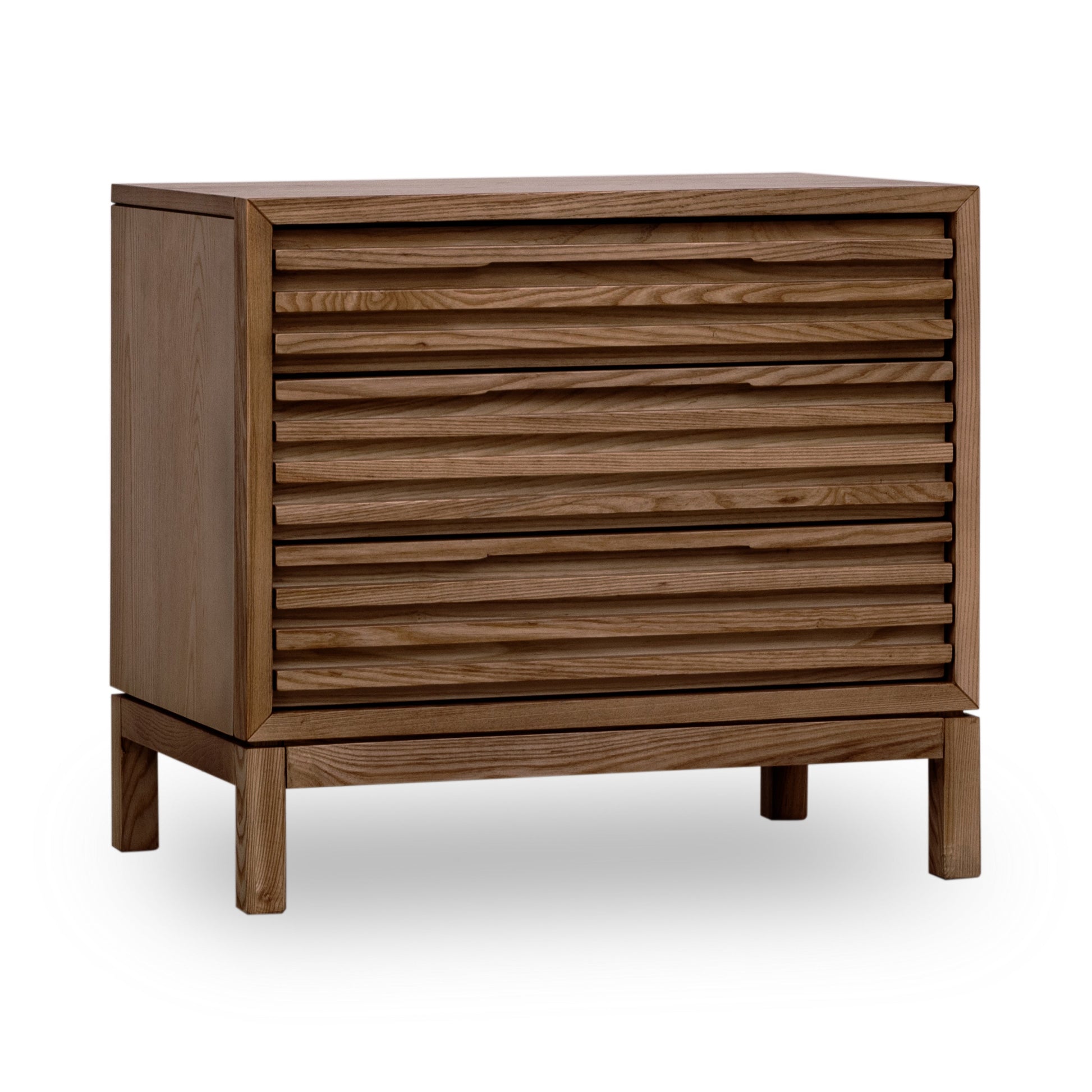 Tanner Three Drawer Ash Wood Nightstand in Roux - Ornate Home