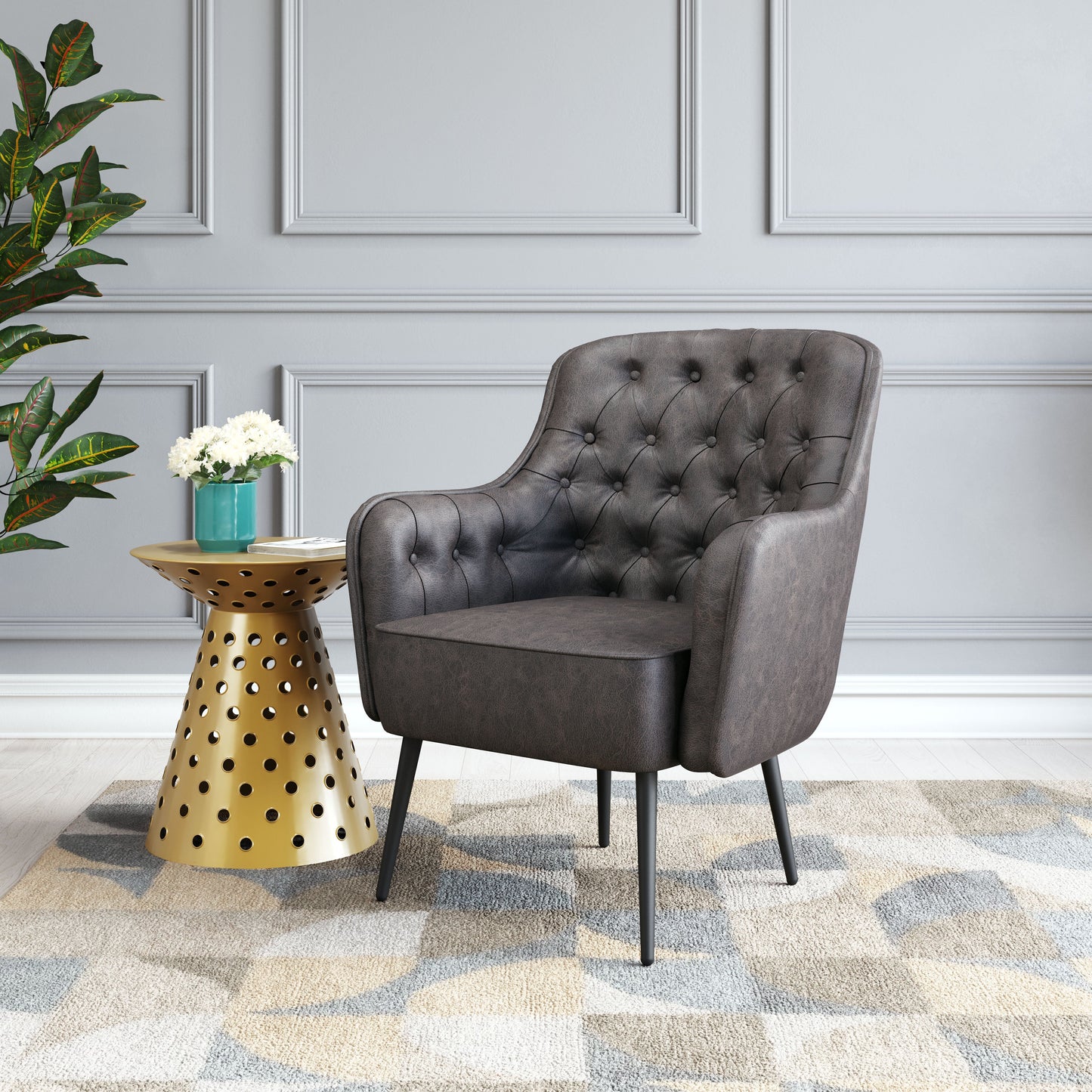Tasmania Vintage Black Accent Chair - Ornate Home