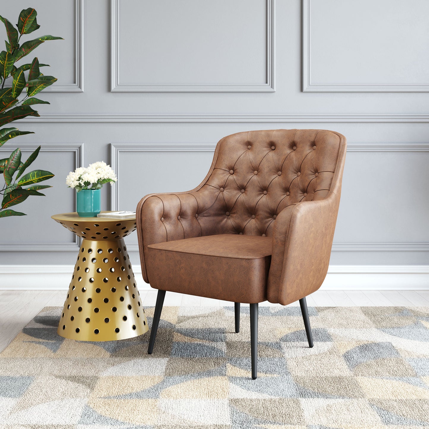 Tasmania Vintage Brown Accent Chair - Ornate Home