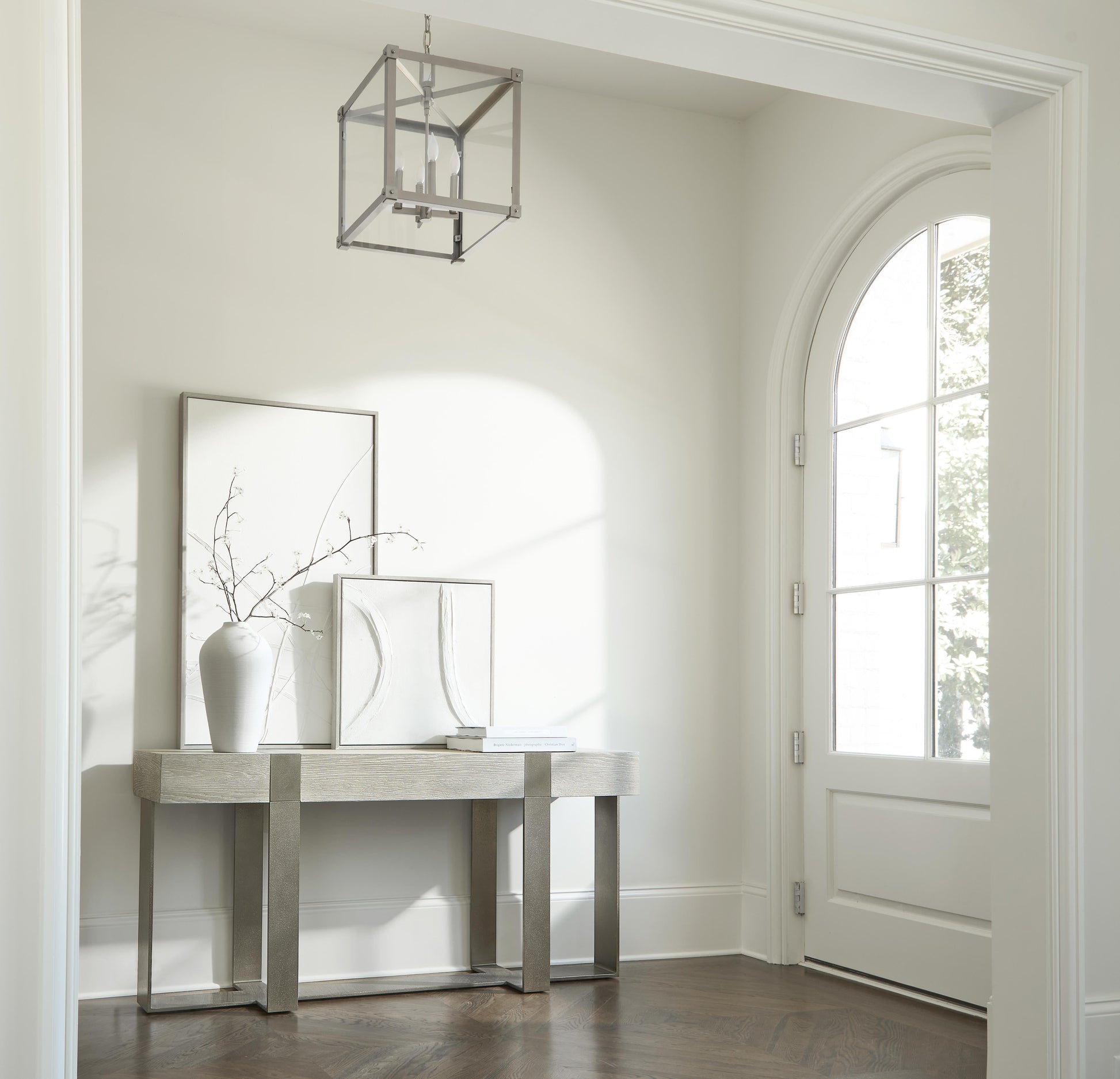 Tempo Satin Nickel/Larza Console Table - Ornate Home