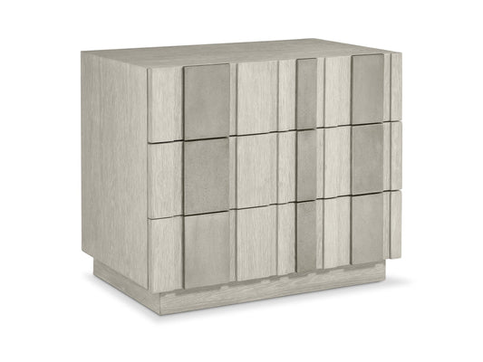 Tempo Satin Nickel/Larza Nightstand (32" W) - Ornate Home