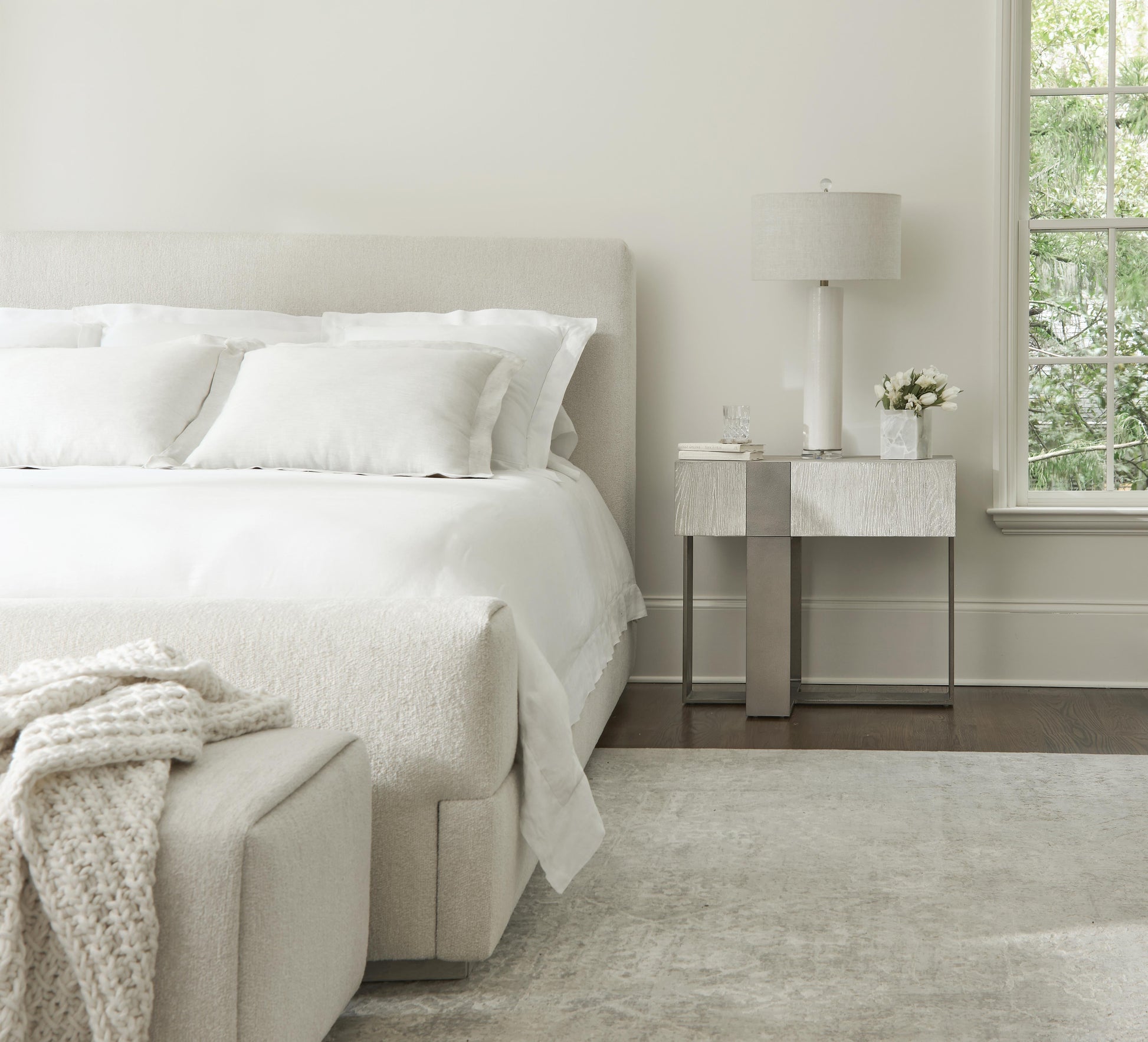 Tempo Satin Nickel/Larza Nightstand - Ornate Home