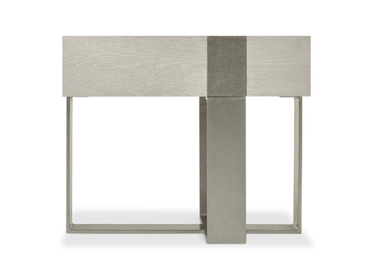 Tempo Satin Nickel/Larza Nightstand with Metal Base - Ornate Home