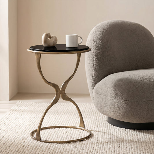 Tempus Black & Brass Accent Table - Ornate Home