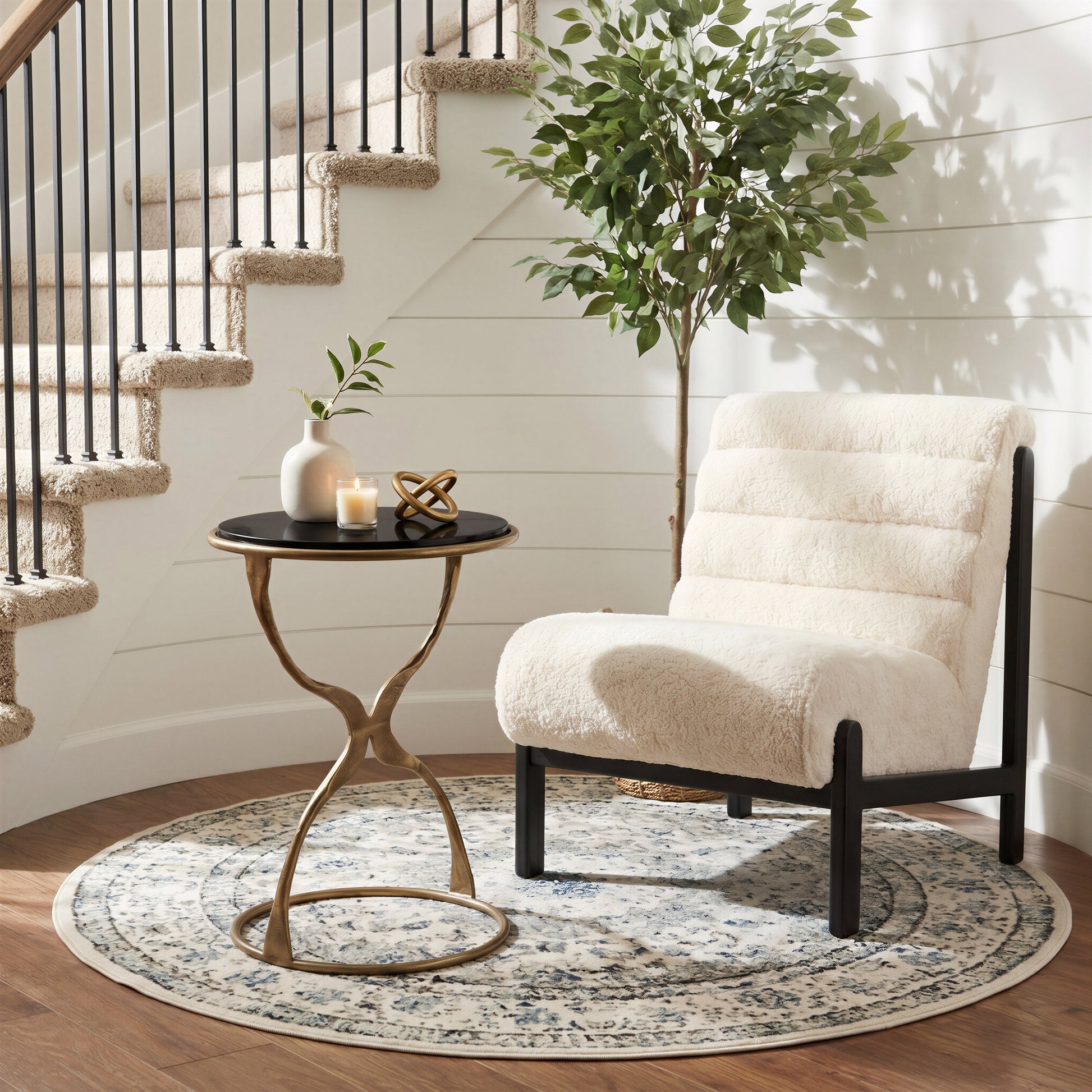 Tempus Black & Brass Accent Table - Ornate Home
