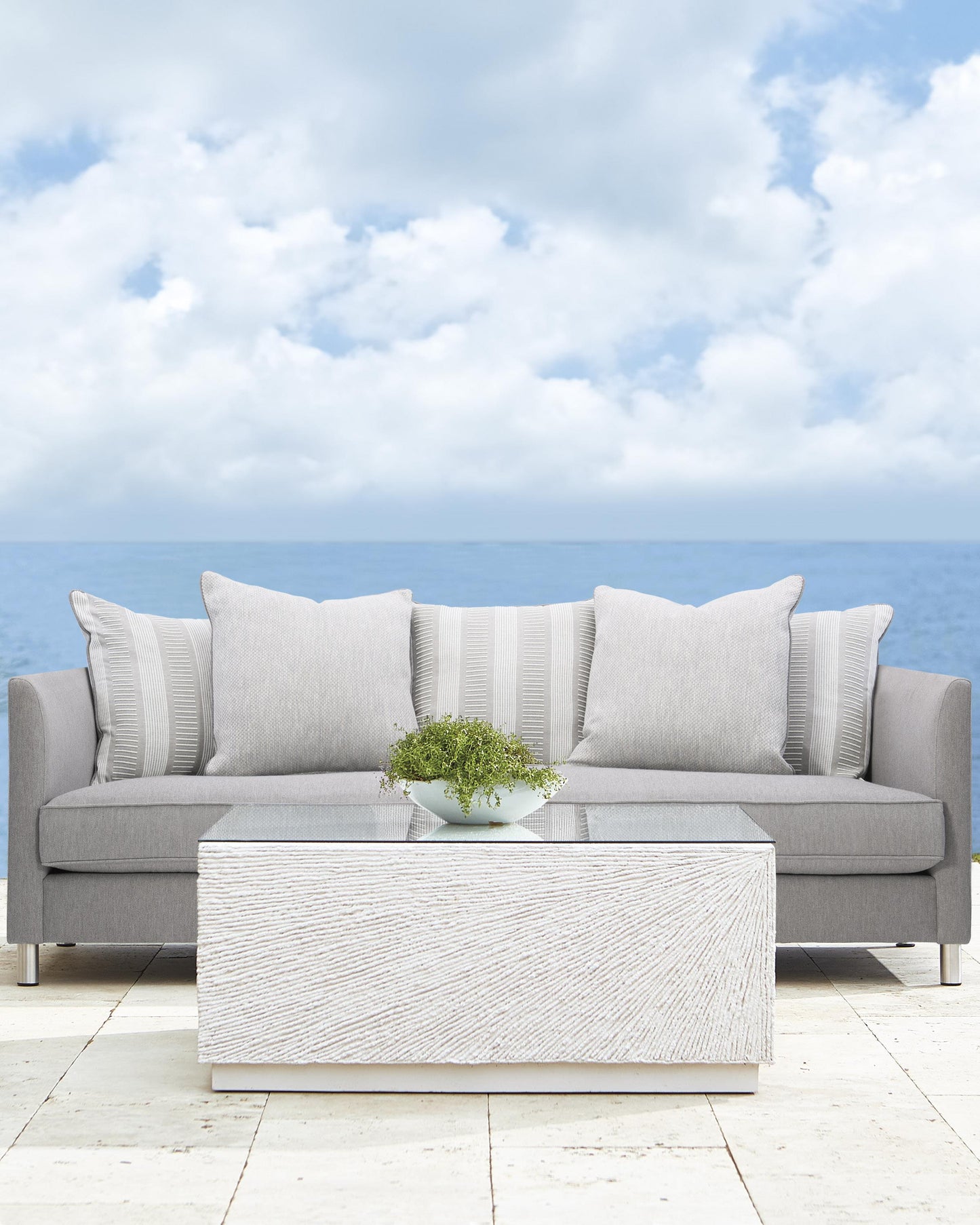 Tenerife Glass/White Outdoor Cocktail Table - Ornate Home