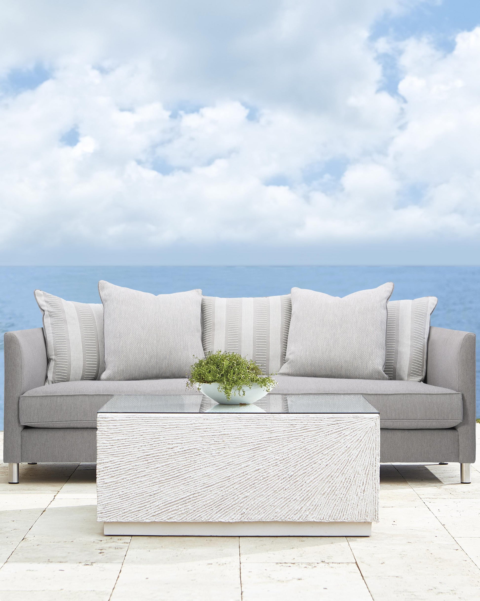 Tenerife Glass/White Outdoor Cocktail Table - Ornate Home