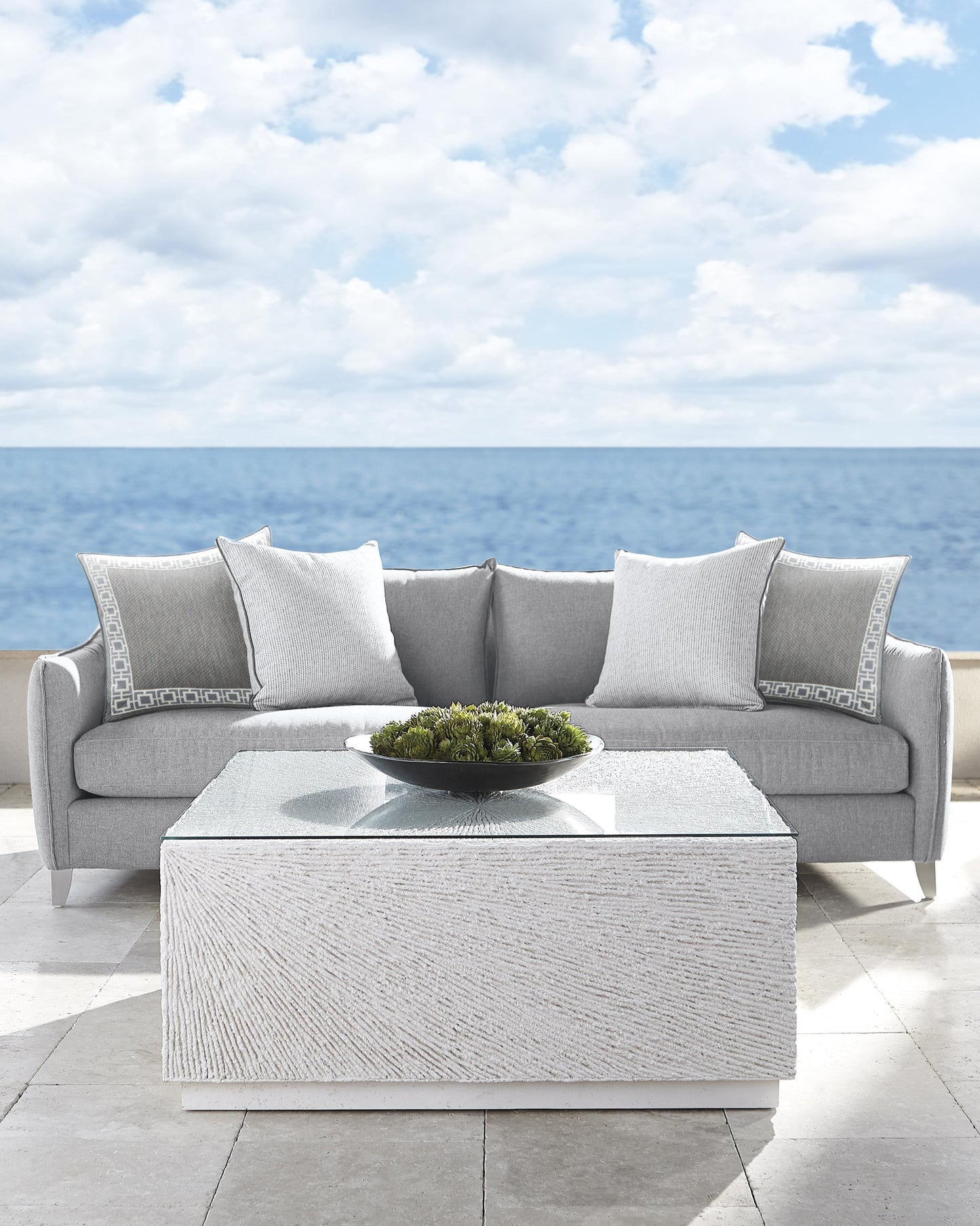Tenerife Glass/White Outdoor Cocktail Table - Ornate Home